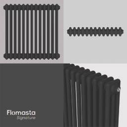 Flomasta 600mm x 605mm 2580BTU Black Horizontal 3 Column Radiator