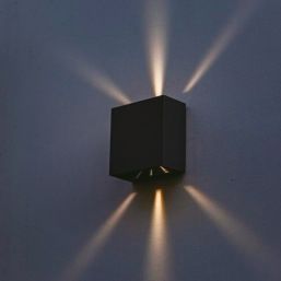 Lutec Gemini Beams Outdoor LED Wall Light Black 7.5W 350lm