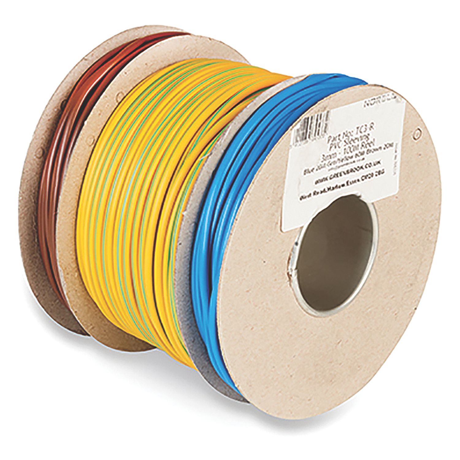 Greenbrook Brown, Blue & Green/Yellow Sleeving 3mm x 100m (730CJ)