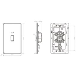 Knightsbridge Screwless 45A 2-Gang DP Cooker Switch Antique Brass with Neon