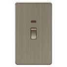 Knightsbridge Screwless 45A 2-Gang DP Cooker Switch Antique Brass with Neon