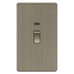 Knightsbridge Screwless 45A 2-Gang DP Cooker Switch Antique Brass with Neon