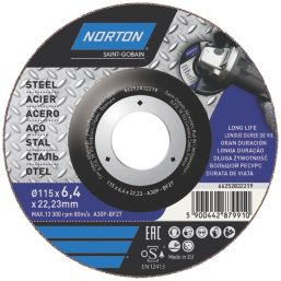 Norton  Grinding Disc 4 1/2" (115mm) x 6.4mm x 22.23mm 5 Pack