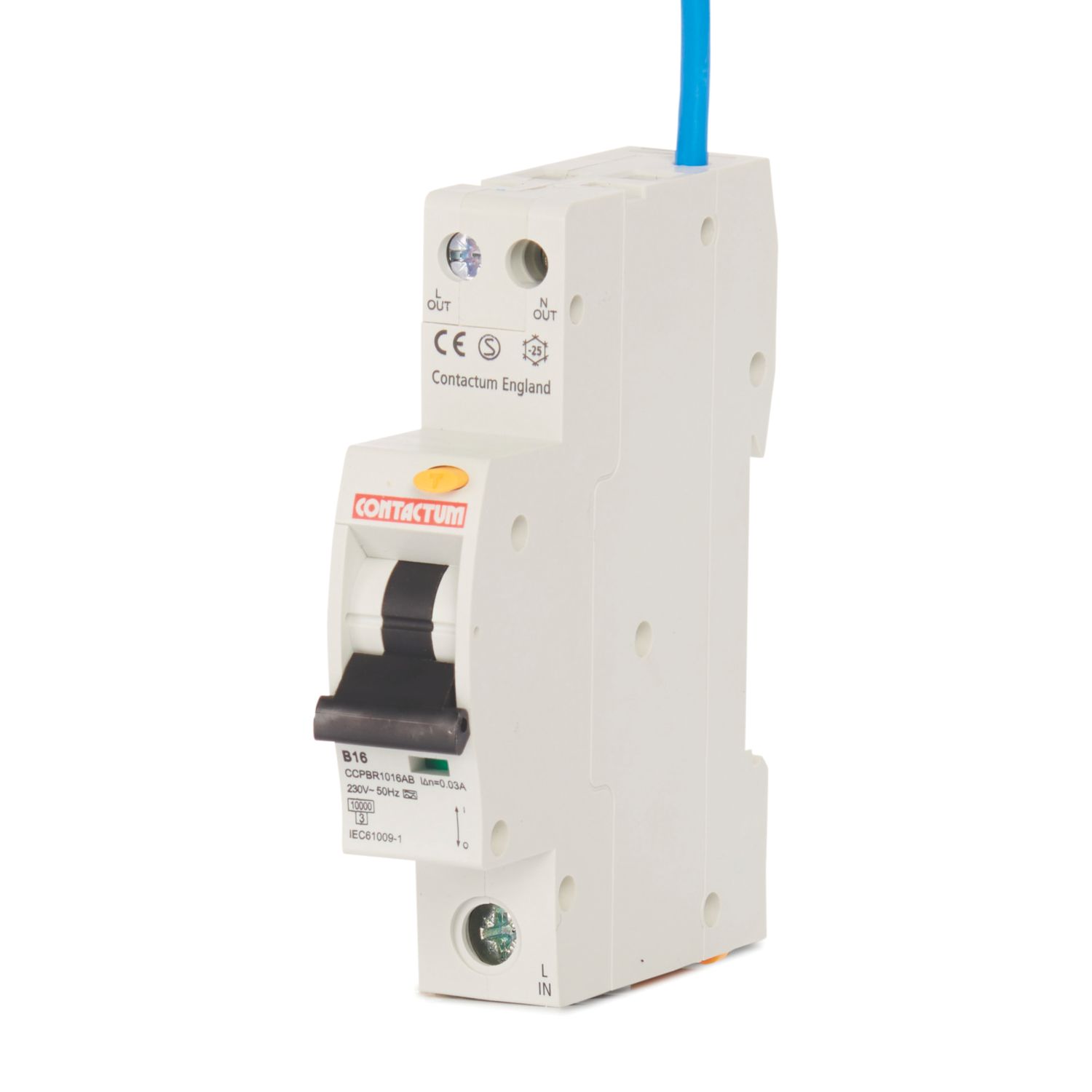 Contactum Defender 16A 30mA Type A SP B Curve Compact RCBO (730HA)