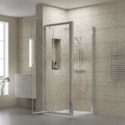 ETAL  Framed Square Pivot Door Shower Enclosure & Tray  Chrome 755mm x 750mm x 1940mm