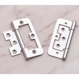 Smith & Locke Polished Chrome  Flush Hinges 75mm x 55mm 2 Pack