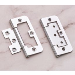 Smith & Locke Polished Chrome  Flush Hinges 75mm x 55mm 2 Pack
