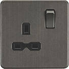 Knightsbridge  13A 1-Gang DP Switched Single Socket Smoked Bronze  with Black Inserts
