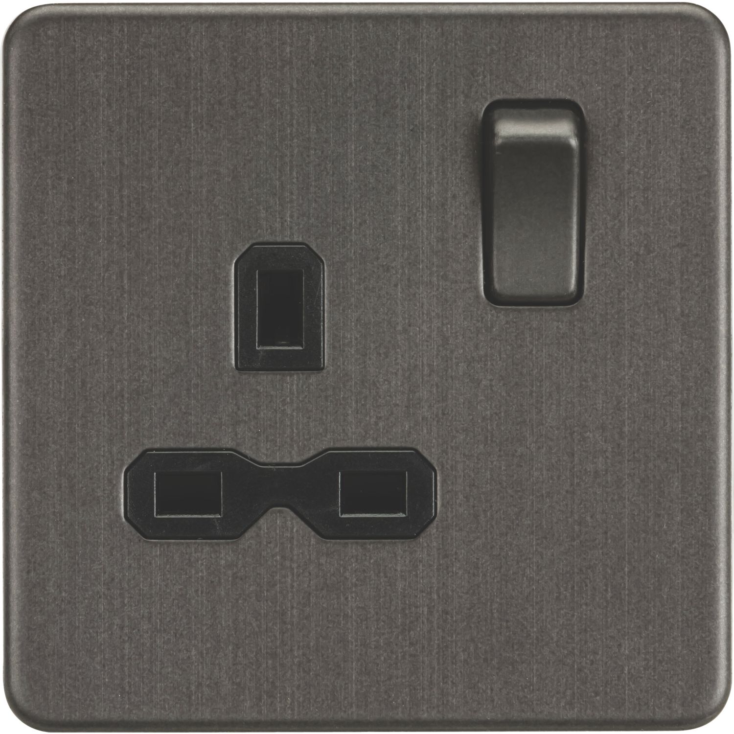 Knightsbridge 13A 1-Gang DP Switched Single Socket Smoked Bronze with Black Inserts (730TY)