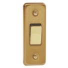 Varilight  10A 1-Gang 2-Way Architrave Light Switch  Brushed Brass with Colour-Matched Inserts