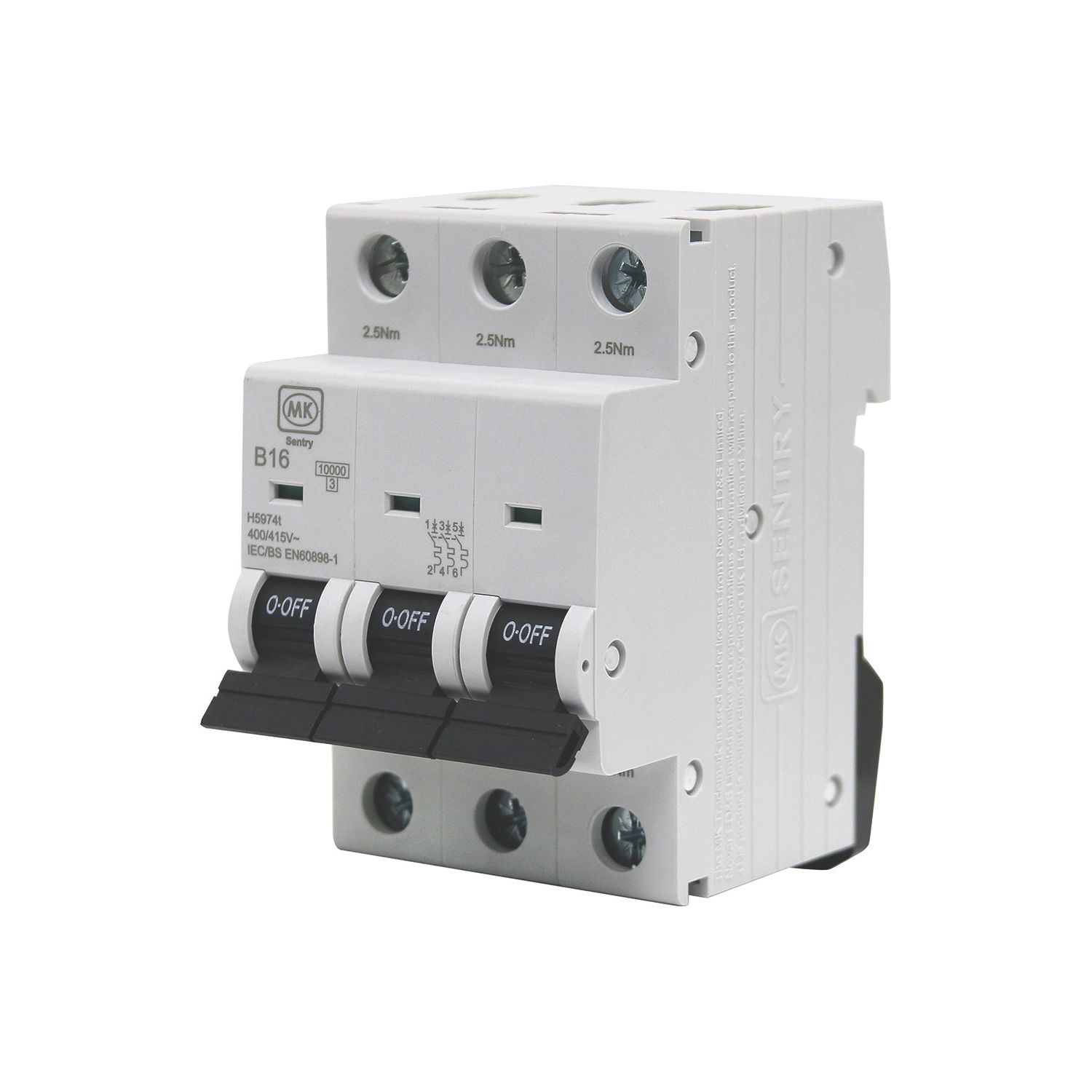 MK Sentry 16A 3-Pole B Curve 3-Phase MCB (730YW)