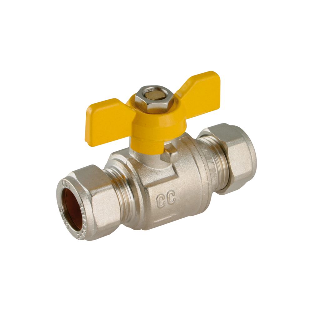 Tesla  Compression Full Bore 15mm Tee Ball Valve with Yellow Handle