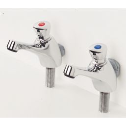 Self-Closing Non-Concussive Bathroom Basin Taps Chrome