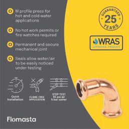 Flomasta  Copper Press-Fit Equal 90° M-Profile Elbows 15mm 10 Pack