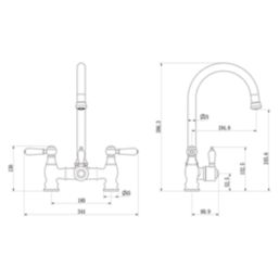 ETAL Bishop Traditional Bridge Style 3-in-1 Instant Boiling Water Kitchen Tap Chrome