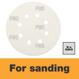 Titan   80 Grit 8-Hole Punched Multi-Material Sanding Discs 125mm 5 Pack