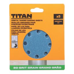 Titan   80 Grit 8-Hole Punched Multi-Material Sanding Discs 125mm 5 Pack