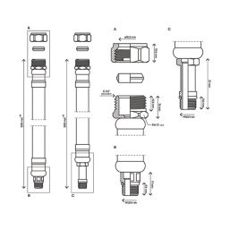 Flomasta Straight Flexible Hose M12 x 15mm x 300mm 2 Pack