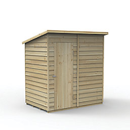 Forest 4Life 6' x 4' (Nominal) Pent Overlap Timber Shed with Base & Assembly