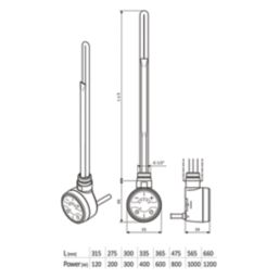 Terma MOA 600W White Towel Radiator Heating Element