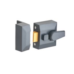 Security Solutions   Double Locking Narrow Nightlatch Gunmetal Grey 40mm Backset