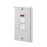 MK Contoura 50A 2-Gang DP Control Switch Brushed Stainless Steel with Neon with White Inserts