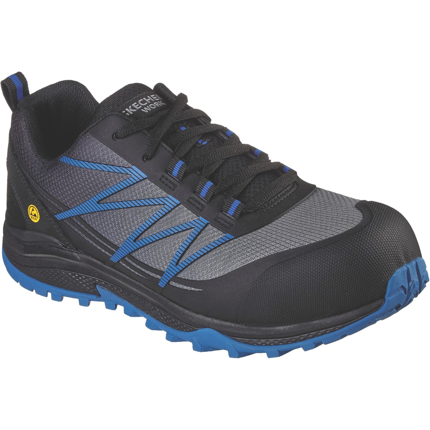 Skechers Puxal Size 6 Black/Blue Safety Trainers (731TV)