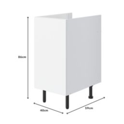 Pragma  1-Door Matt White 400mm x 590mm x 860mm Flat Packed Kitchen Base Unit