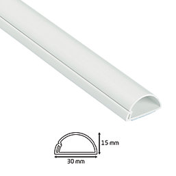 D-Line PVC White Mini Trunking 30mm x 15mm x 2m 6 Pack
