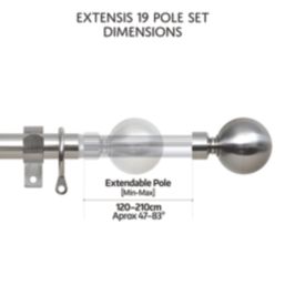 Renaissance Brushed Nickel Curtain Pole 19/16mm x 120-210cm