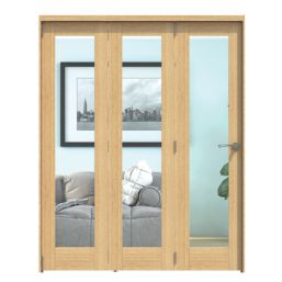 Green & Taylor  3-Door 1-Clear Light Satin Lacquered Oak Wooden Shaker Internal Bi-Fold Fully Finished Door 2060mm x 1674mm