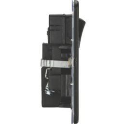 Knightsbridge  13A 2-Gang SP Switched Socket + 4.0A 20W 2-Outlet Type A & C USB Charger Black Nickel with Black Inserts