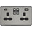 Knightsbridge  13A 2-Gang SP Switched Socket + 4.0A 20W 2-Outlet Type A & C USB Charger Black Nickel with Black Inserts