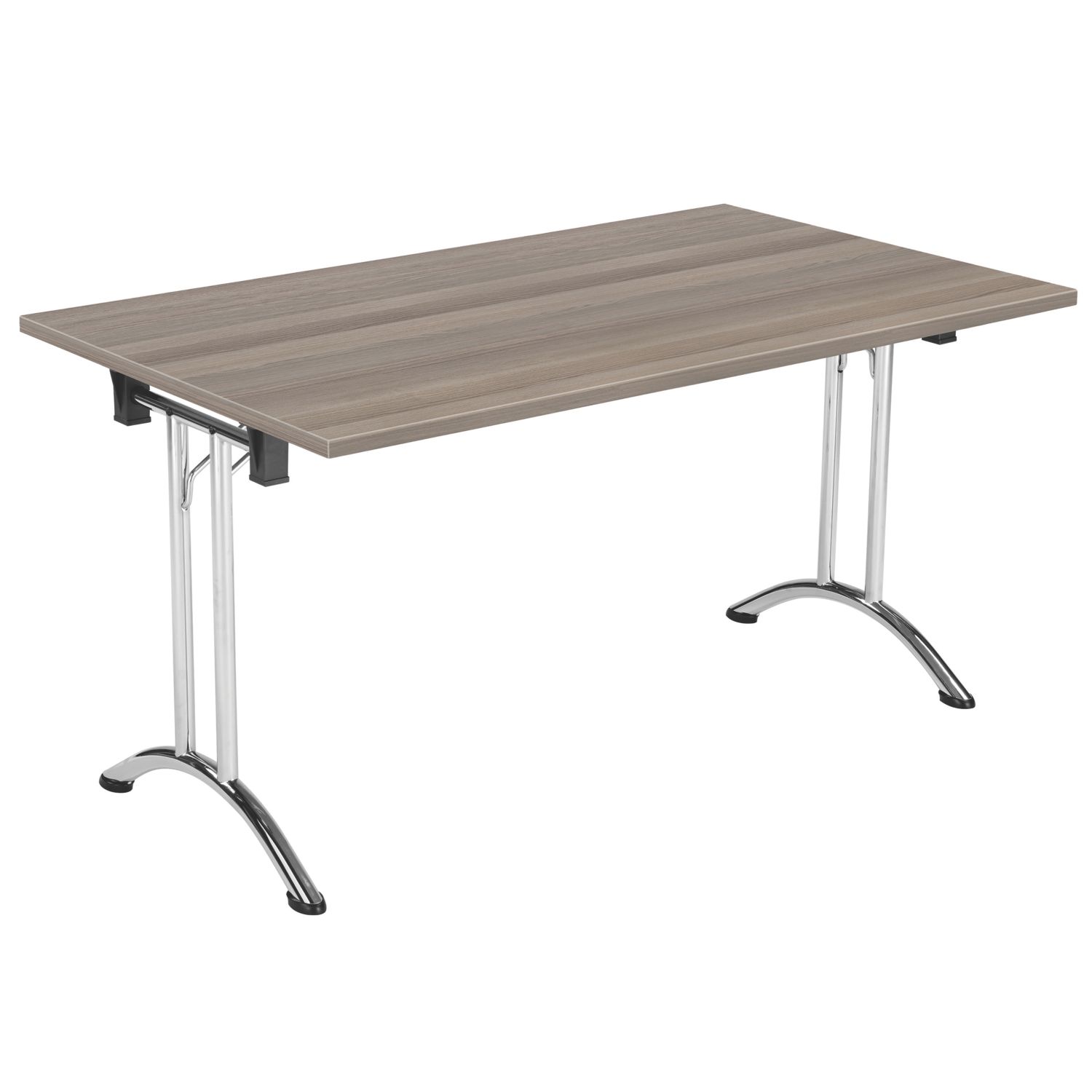 TC Group One Union Rectangular Folding Table Grey Oak/Chrome 1400mm x 800mm (732TT)