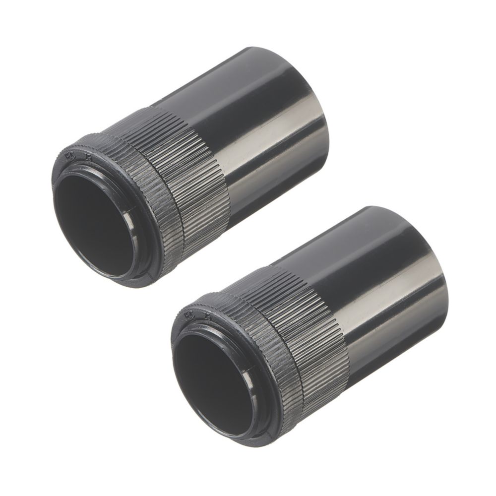 Deta TTE Male Conduit Adaptors 25mm Black 2 Pack Screwfix