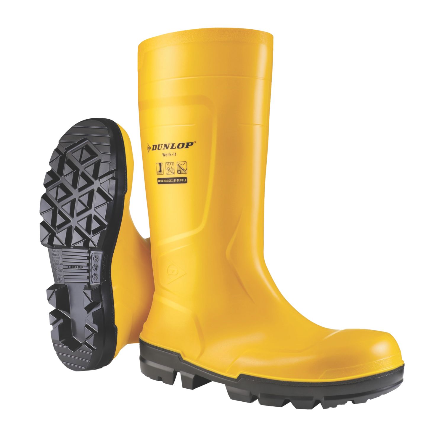 Dunlop Work-It Size 14 Yellow Steel Toe Cap Safety Wellies (732XH)