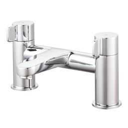 Swirl Caldew Chrome 120mm Deck Mounted Lever 2 Tap Holes Bath Mixer Tap