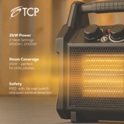 TCP  2000W Electric Portable Fan Heater Black