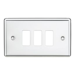 Knightsbridge  3-Module Grid Faceplate Polished Chrome