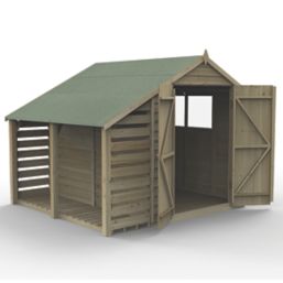 Forest 4Life 6' x 8' (Nominal) Apex Overlap Timber Shed with Lean-To & Assembly