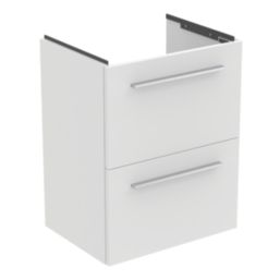 Ideal Standard i.life S Wall Hung Vanity Unit with Chrome Handles & Basin Matt White 510mm x 385mm x 665mm
