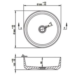 Matt White Bathroom Washbowl No Tap Holes 355mm
