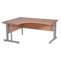 Nautilus Designs Aspire Left-Hand Corner Ergonomic Desk Beech /Silver  1800 x 730mm