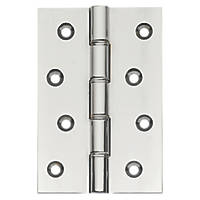 Polished Chrome  Double Phosphor Bronze Washered Butt Hinges 101 x 67mm 2 Pack