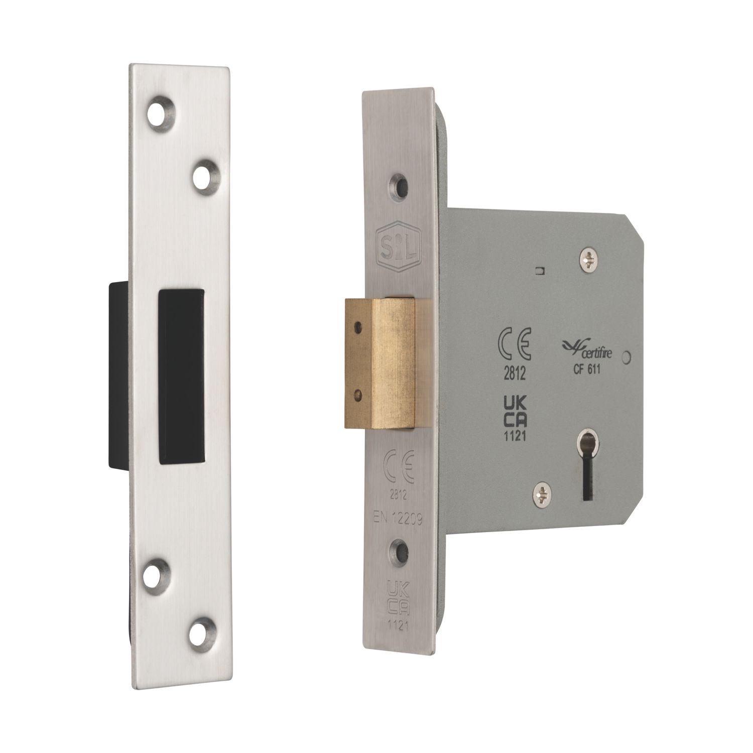 Smith & Locke Fire Rated 5 Lever Polished Brass Deadlock 76mm Case - 57mm Backset (733PX)