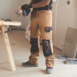 Site Coppell Work Trousers Tan/Black 40" W 32" L