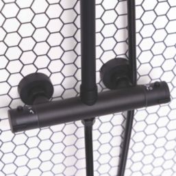 ETAL Siena Rear-Fed Exposed Matt Black Thermostatic Mixer Shower
