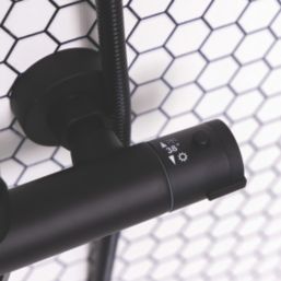 ETAL Siena Rear-Fed Exposed Matt Black Thermostatic Mixer Shower