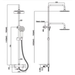 ETAL Siena Rear-Fed Exposed Matt Black Thermostatic Mixer Shower
