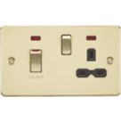Knightsbridge  45A 2-Gang DP Cooker Switch & 13A DP Switched Socket Brushed Brass with LED with Black Inserts